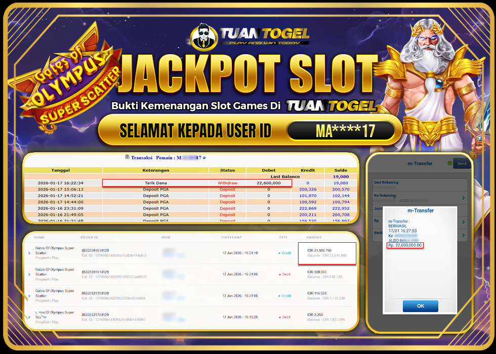 TUANTOGEL JACKPOT SLOT GATES OF OLYMPUS SUPER SCATTER Rp22.600.000,- LUNAS